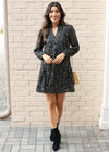 Evangeline Long Sleeve Textured Dress - Black-Hand In Pocket