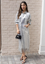 Brooke Sequin Fringe Shirtdress - Silver ***FINAL SALE***-Hand In Pocket