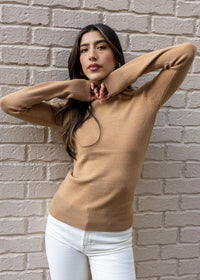 French Connection Baby Soft Turtleneck - Camel ***FINAL SALE***-Hand In Pocket