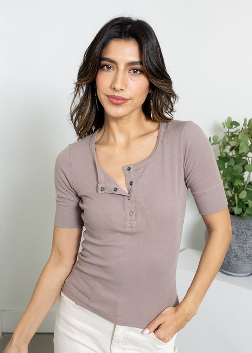 Bobi Fitted Henley - Mushroom