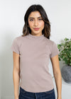 Bobi S/S Mock Neck Tee- Mushroom