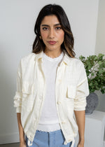 Bobi Collar Pocket Crop Jacket - Macadamia