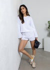 Bobi Crewneck Boxy Sweatshirt - White-Hand In Pocket