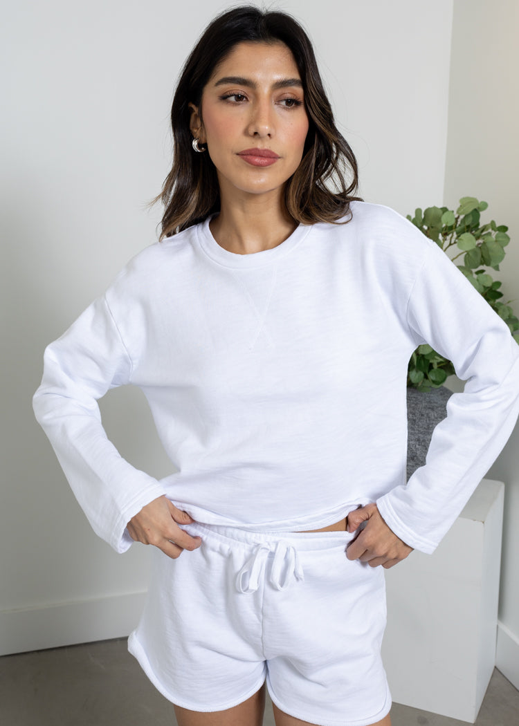 Bobi Crewneck Boxy Sweatshirt - White