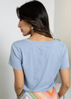 Bobi SS V-Neck Tee- Water-Hand In Pocket