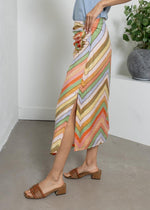 Ciebon Amaya Chevron Midi Skirt - Tangerine-Hand In Pocket