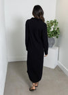 Bobi Button Front Maxi Shirt Dress- Black-Hand In Pocket