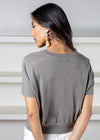 Michael Stars Dawson S/S Banded Tee - Olive-Hand In Pocket