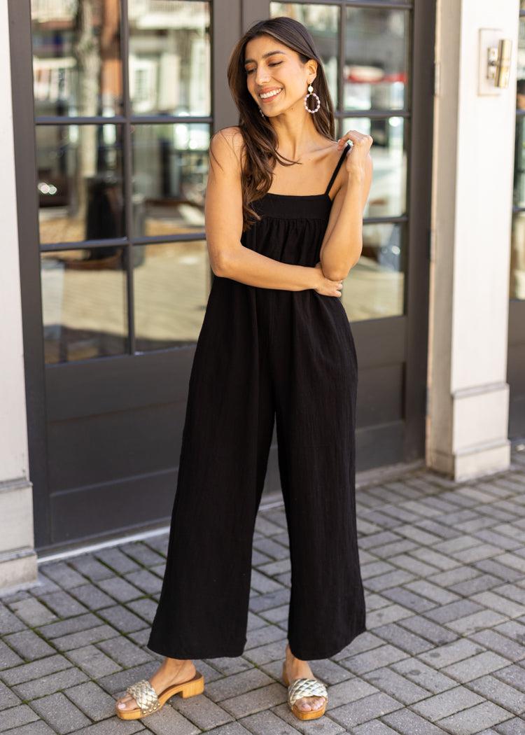 Bobi Square Neck Cami Wide Leg Jumpsuit ***FINAL SALE***-Hand In Pocket