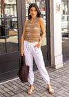 Bobi Drawstring Jogger with Pockets- White ***FINAL SALE***-Hand In Pocket