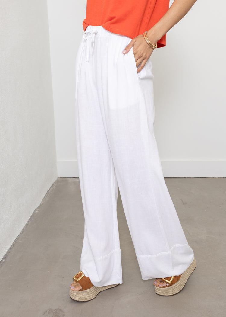 RD Style Sam Pull On Pants - White ***FINAL SALE***-Hand In Pocket