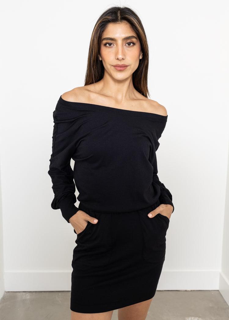 Michael Stars Kerrigan On/Off Shoulder Dress - Black-Hand In Pocket