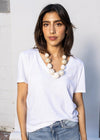 Bobi V Neck Raglan SS Tee-White-Hand In Pocket