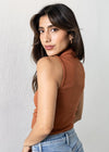 Michael Stars Monet Ruched Tank-Toffee-Hand In Pocket