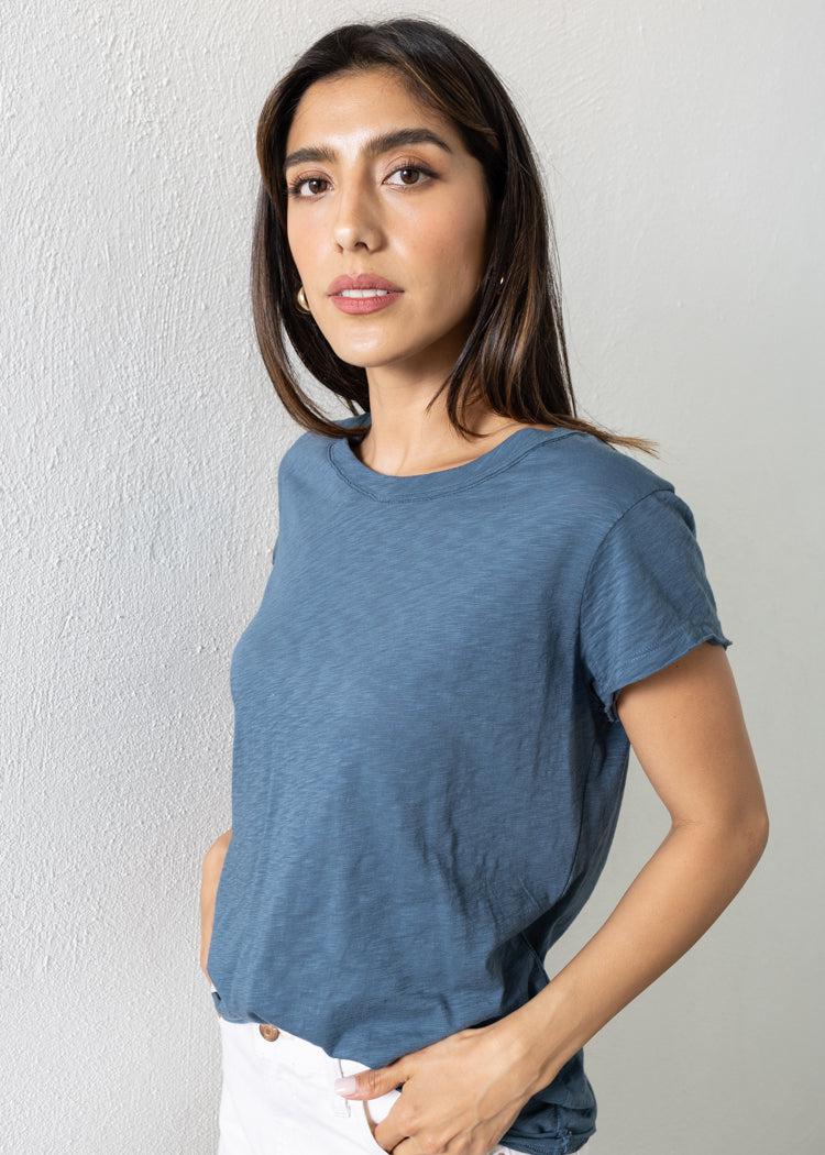 Michael Stars Trudy Crew Tee - Pebble-Hand In Pocket