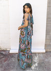 Francis+Benedict Maxi Tie Dress- Pink/ Blue Flower-Hand In Pocket