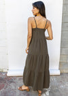 Bobi Spaghetti Strap Gauzy Tiered Cami Maxidress-Troops ***FINAL SALE***-Hand In Pocket