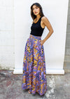 Francis+Benedict Maxi Skirt- Purple Feather-Hand In Pocket