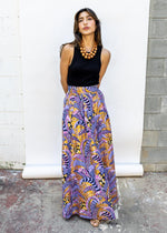 Francis+Benedict Maxi Skirt- Purple Feather-Hand In Pocket