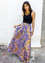 Francis+Benedict Maxi Skirt- Purple Feather-Hand In Pocket