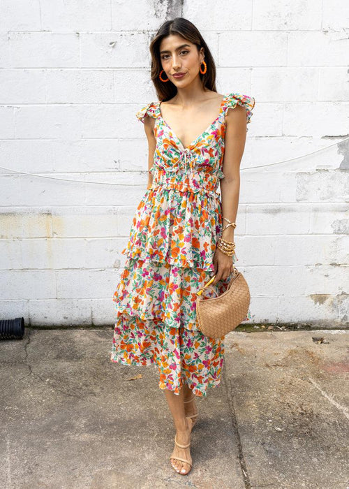 Mila Floral Tiered Dress-Hand In Pocket