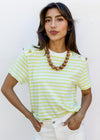 Allison Stripe Brooklyn Tee- Lime Stripe-Hand In Pocket