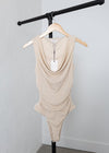 Adelyn Rae Misha Cowl Neck Bodysuit- Oyster White ***FINAL SALE***-Hand In Pocket