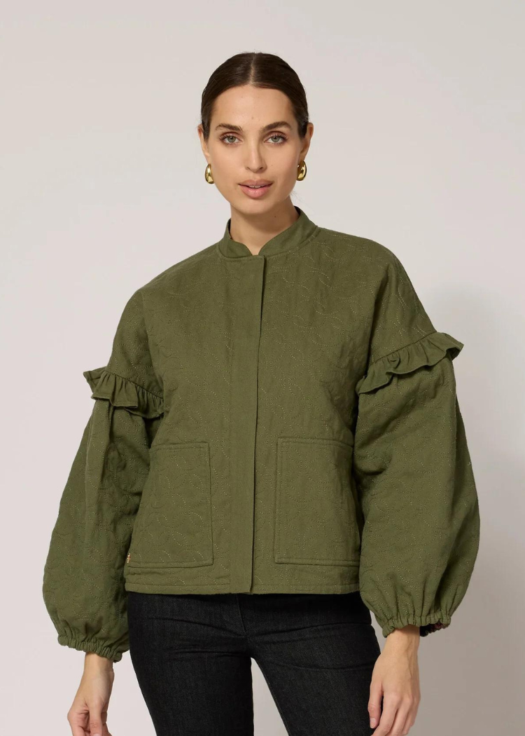 Cleobella Bobbi Reversible Jacket- Army Green-Hand In Pocket