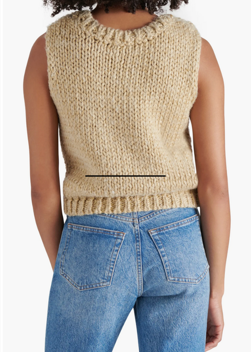 Steve Madden Eleny Sweater Vest- Dusty Taupe-Hand In Pocket