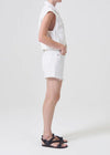 Agolde Parker Long Shorts - Panna Cotta-Hand In Pocket