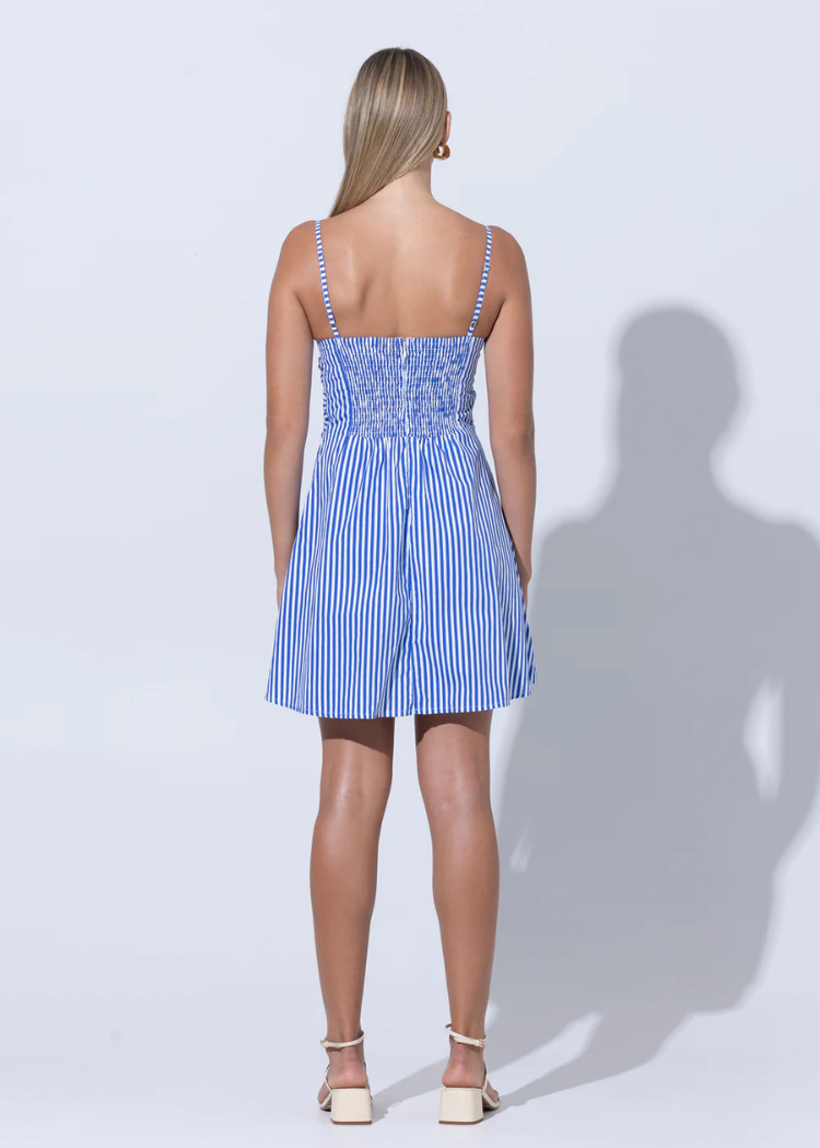 Lusana Phillipa Poplin Mini Dress- Lapis