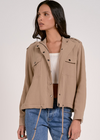 Elan Flora Utility Jacket- Khaki-Hand In Pocket