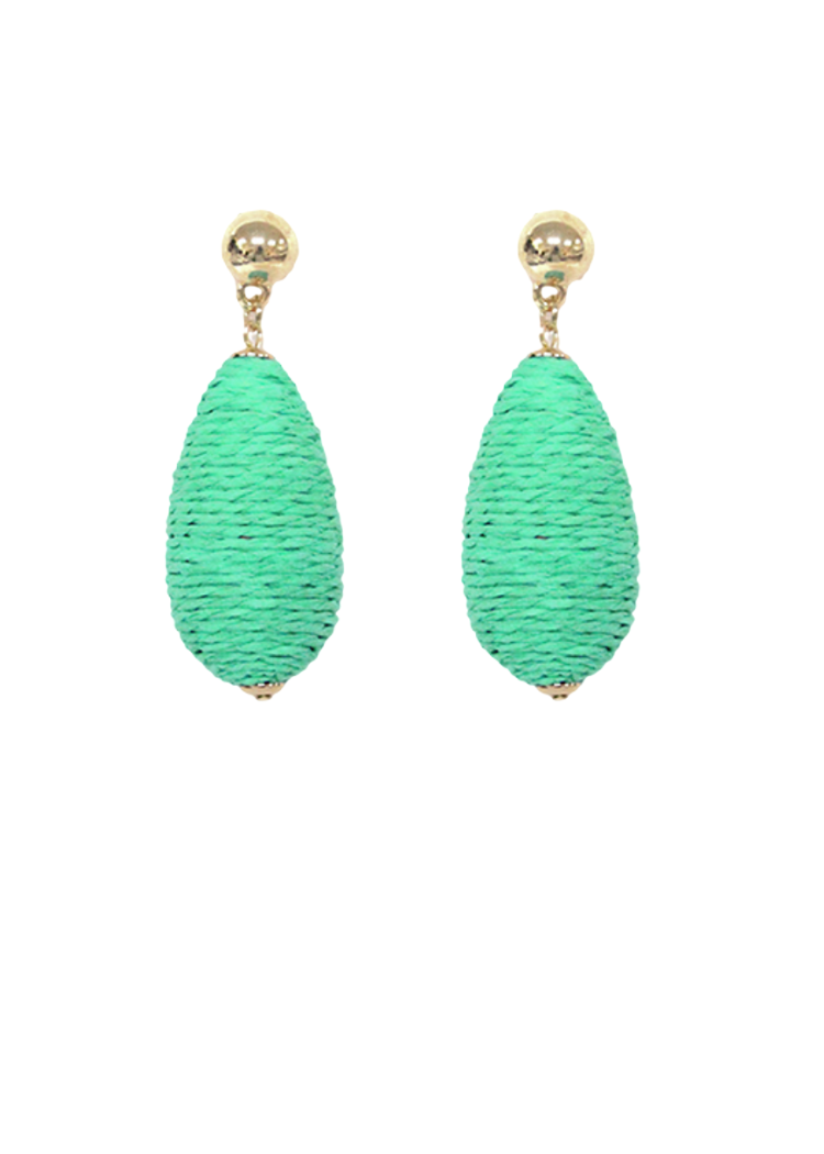 Nala Raffia Drop Earrings-Mint-Hand In Pocket