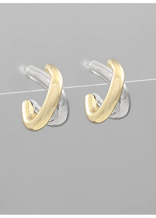 Bizzy Crossover Earrings-Gold/Silver-Hand In Pocket