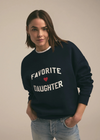 Favorite Daughter Heart Logo Sweatshirt- Navy-Hand In Pocket