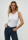 Michael Stars Paloma Wide Binding Tank-White-Hand In Pocket