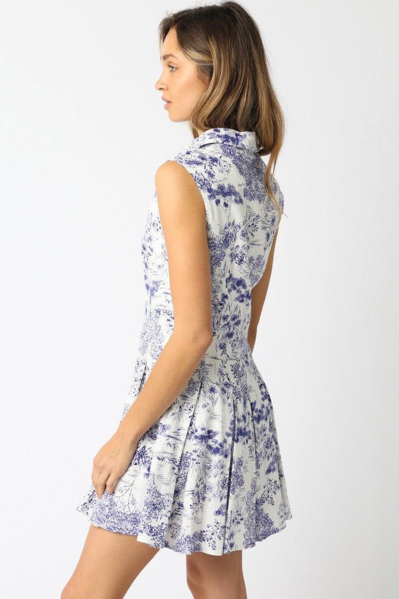 Genny Floral Dress- White/ Blue-Hand In Pocket