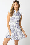 Genny Floral Dress- White/ Blue-Hand In Pocket