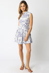 Genny Floral Dress- White/ Blue-Hand In Pocket