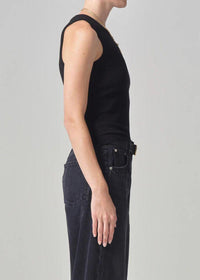 Citizens of Humanity Isabel Rib Tank- Black-Hand In Pocket