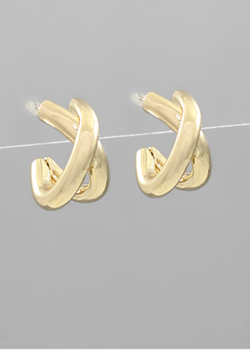 Bizzy Crossover Earrings-Gold-Hand In Pocket