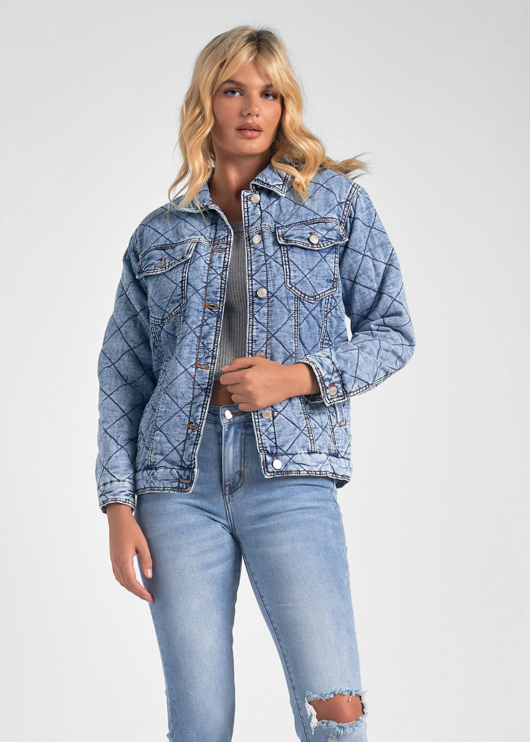 Phoenix Quilted Shirt Jacket - Blue Wash-Hand In Pocket