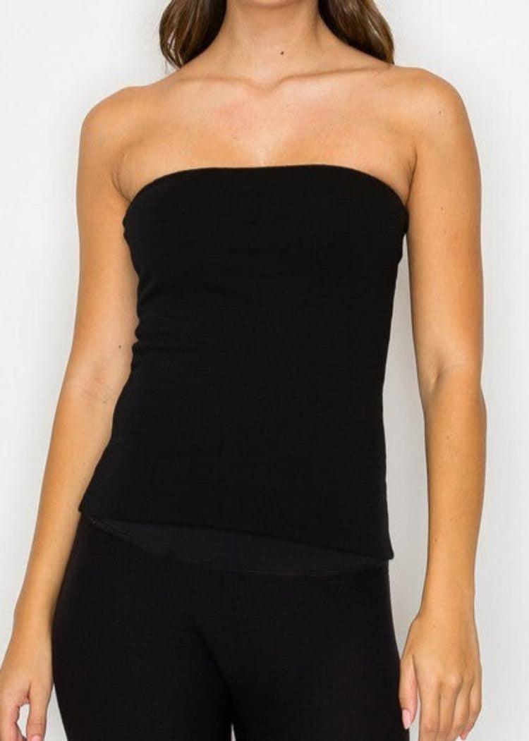 HIP Core Double Layered Tube Top-Black-Hand In Pocket