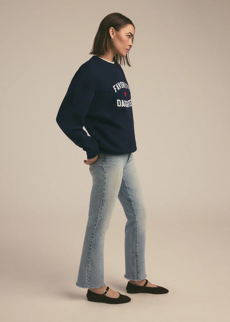 Favorite Daughter Heart Logo Sweatshirt- Navy-Hand In Pocket