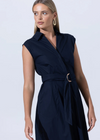 Lusana Chloe Poplin Shirt Dress- Midnight-Hand In Pocket