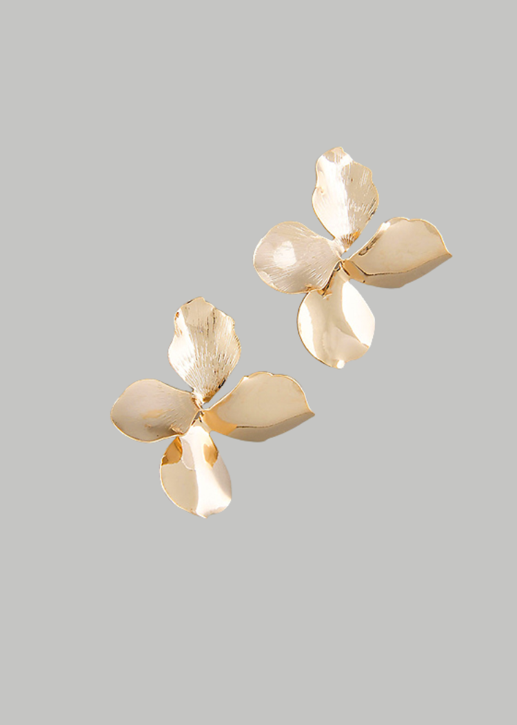 Arya Brass Flower Earrings-Hand In Pocket