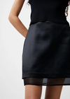 French Connection Structured Satin Mini Skirt- Black-Hand In Pocket