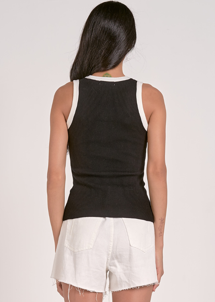 Elan Chloe Tank- Black/ White-Hand In Pocket