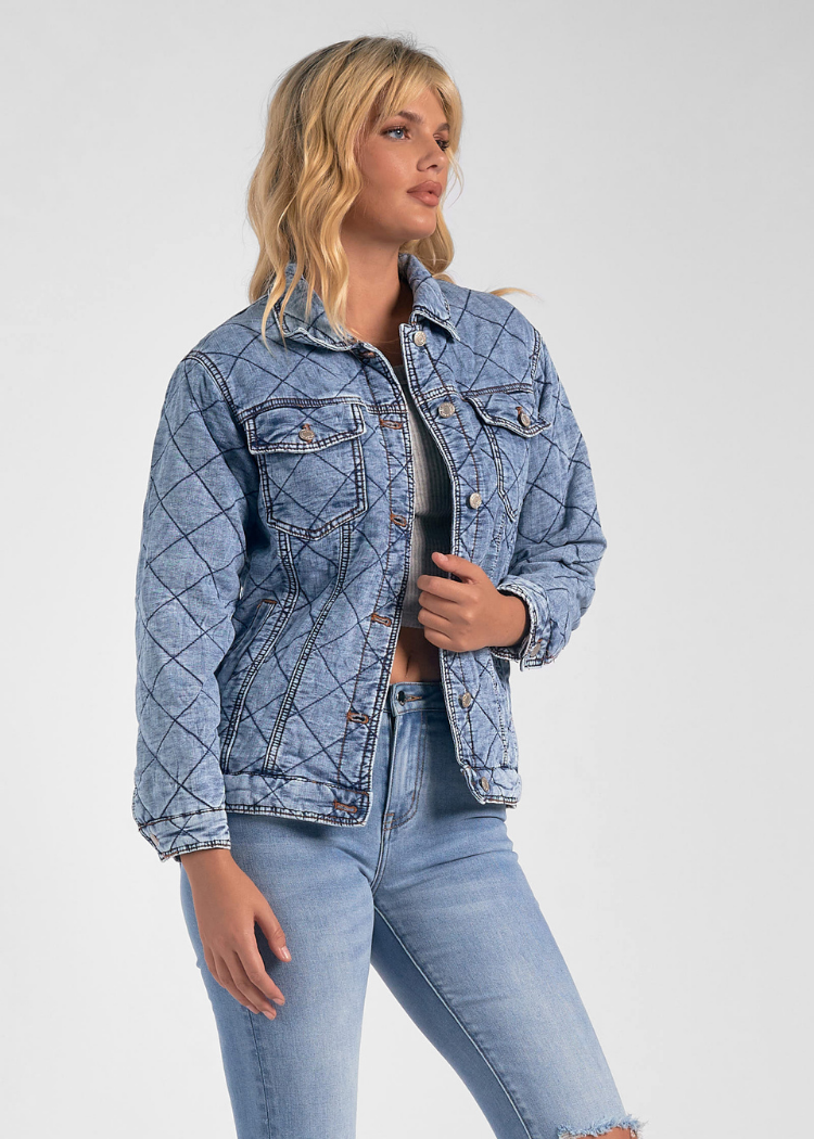 Phoenix Quilted Shirt Jacket - Blue Wash-Hand In Pocket