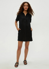 Michael Stars Ola Utility Dress-Black-Hand In Pocket